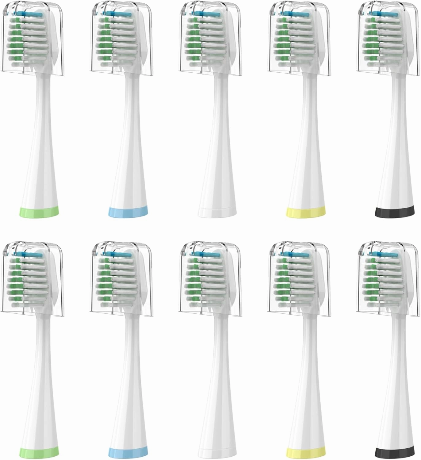 Replacement Brush Heads for Smile Bright Platinum Sonic Electric Toothbrush, Soft Bristles, 10-Pack, with Covers
