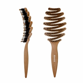 RHOS Pinecone Boar and Nylon Bristle Hair Brush for Women, Vented Boar Hair Brush, Enhance Shine on Hair, 10-Degree Curved Paddle Enable Better Massage on Scalp and Detangling Experience