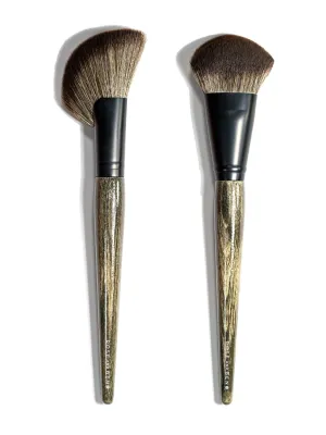 Rose and Ben Beauty C40 Bronzer Brush & C41 Blush Brush Bundle | Professional Brushes for Flawless Bronzer, Blush, Powder & Contour Application | Angled, Non-Shedding, Cruelty-Free