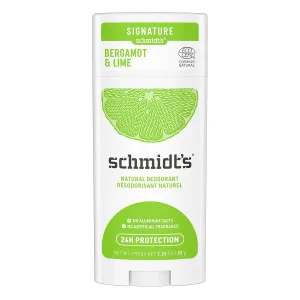 Schmidt's Aluminum Free Natural Deodorant For 24 Hour Odor Protection and Freshness, Bergamot   Lime Vegan, Certified Cruelty Free, 3.25 oz