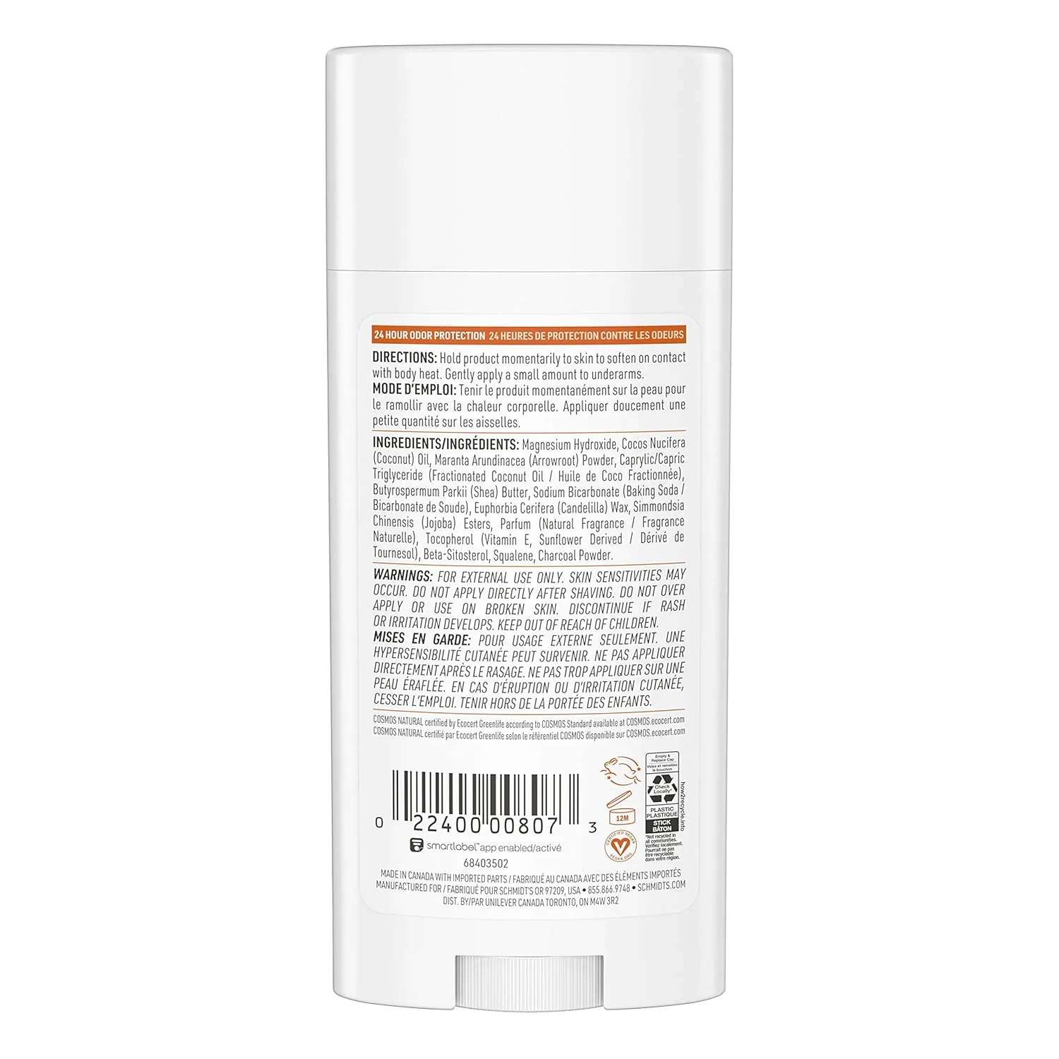 Schmidt's Aluminum Free Natural Deodorant for Women and Men, Sandalwood & Citrus with 24 Hour Odor Protection, Certified Natural, Vegan, Cruelty Free 3.25 oz, 3 pack