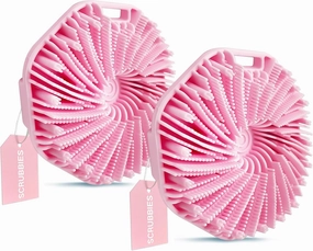 SCRUBBIES™ for Body,Food-Grade Soft Silicone, Body Scrubber Shower Brush Handheld Men and Women,Fit Sensitive Skin ，Gentle Exfoliating.2-Pack（Pink Standard Size）