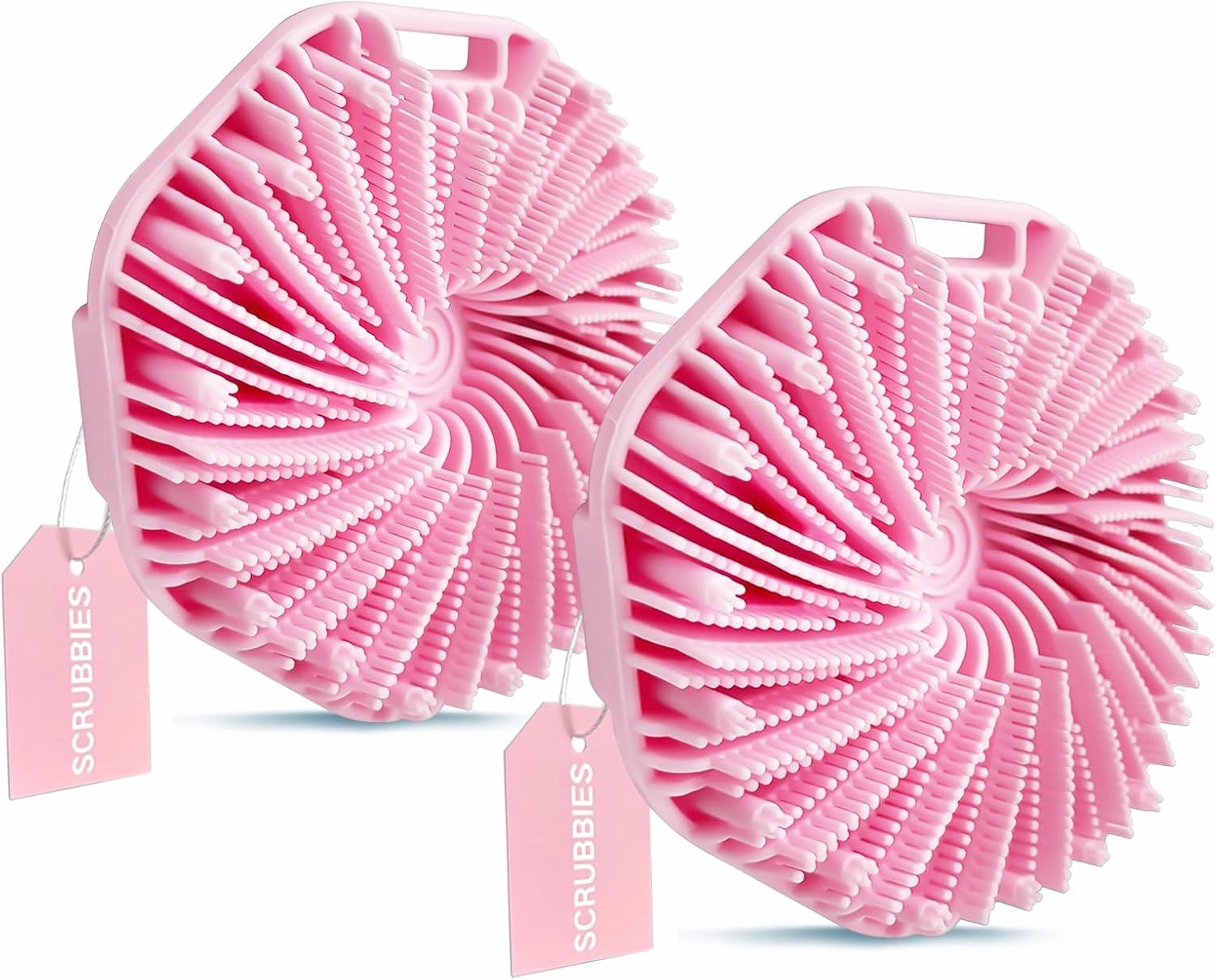 SCRUBBIES™ for Body,Food-Grade Soft Silicone, Body Scrubber Shower Brush Handheld Men and Women,Fit Sensitive Skin ，Gentle Exfoliating.2-Pack（Pink Standard Size）