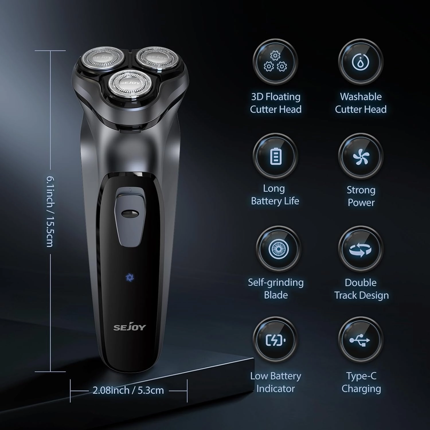 Sejoy Electric Razor for Men,Electric Shavers for Men,Face Shaver, Cordless Washable Rechargeable Shaving Machines,Pop Up Trimmer for Travel Home, LED Display,Fast Charging