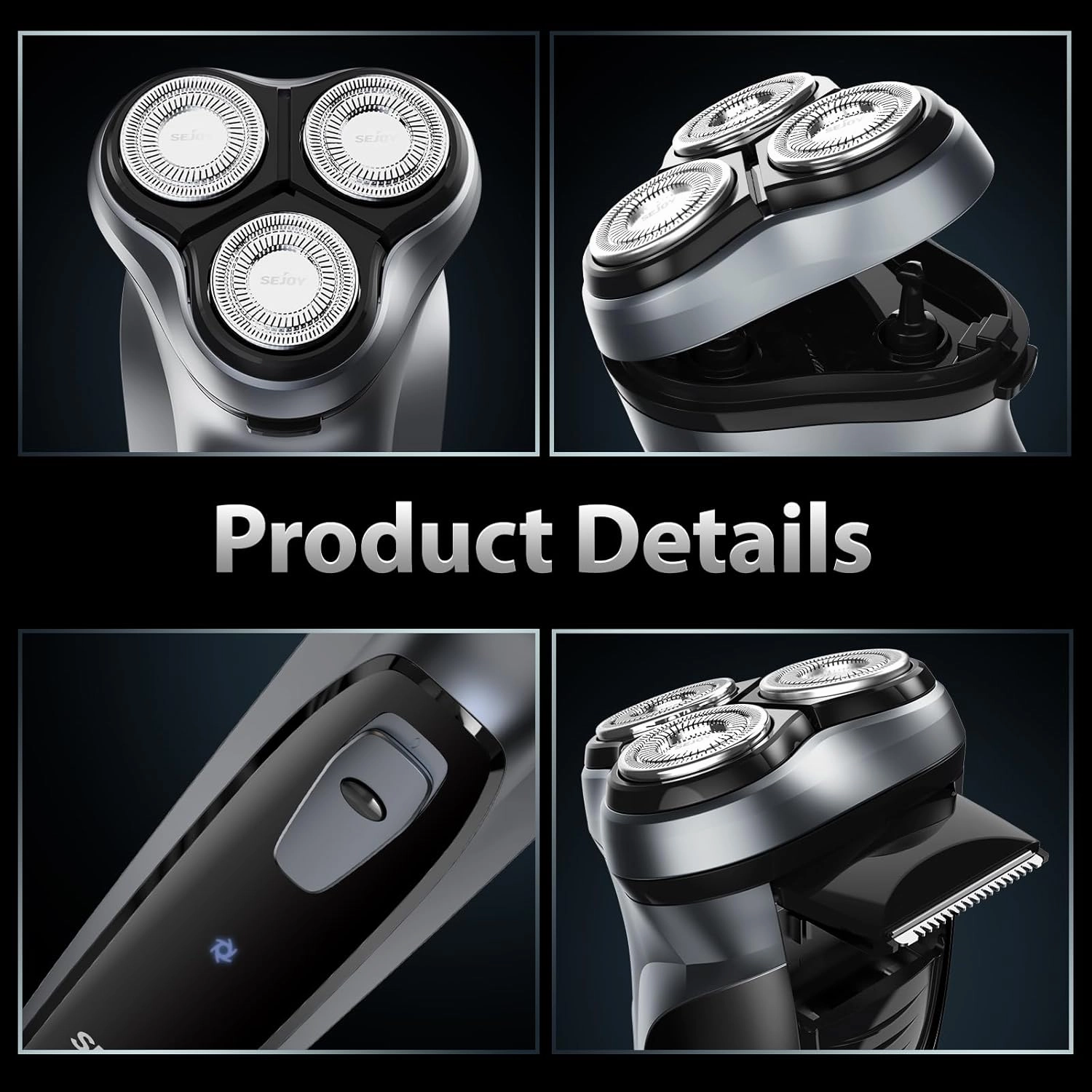 Sejoy Electric Razor for Men,Electric Shavers for Men,Face Shaver, Cordless Washable Rechargeable Shaving Machines,Pop Up Trimmer for Travel Home, LED Display,Fast Charging