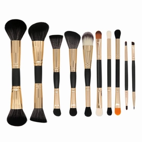 Set Of 10 Double-ended Makeup Brushes for Blush and Foundation Eye Shadow