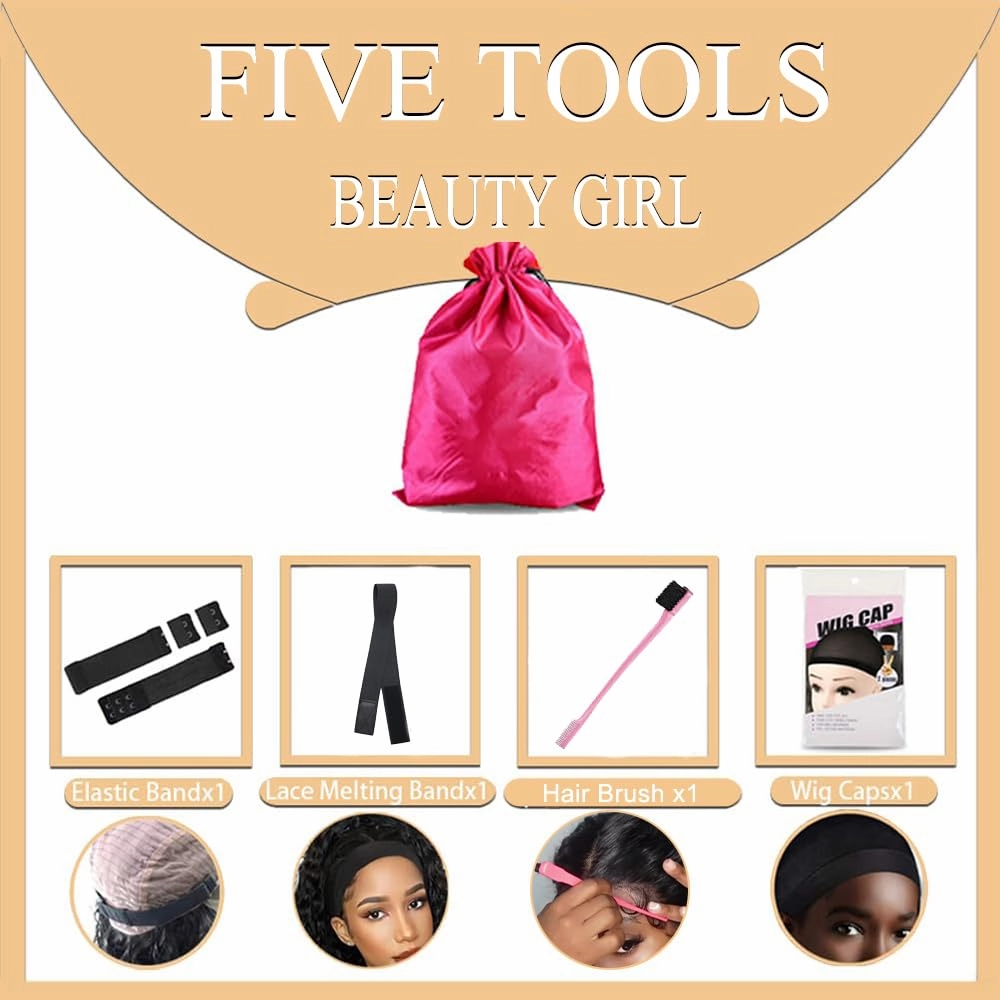 SFD 28 Inch Glueless Wigs Human Hair Pre Plucked Pre Cut 220% Density Deep Wave Lace Front Wigs Human Hair 7x5 Hd Lace Closure Wig Wear And Go Curly Wigs for Black Women (Black Loose Wave Wig)