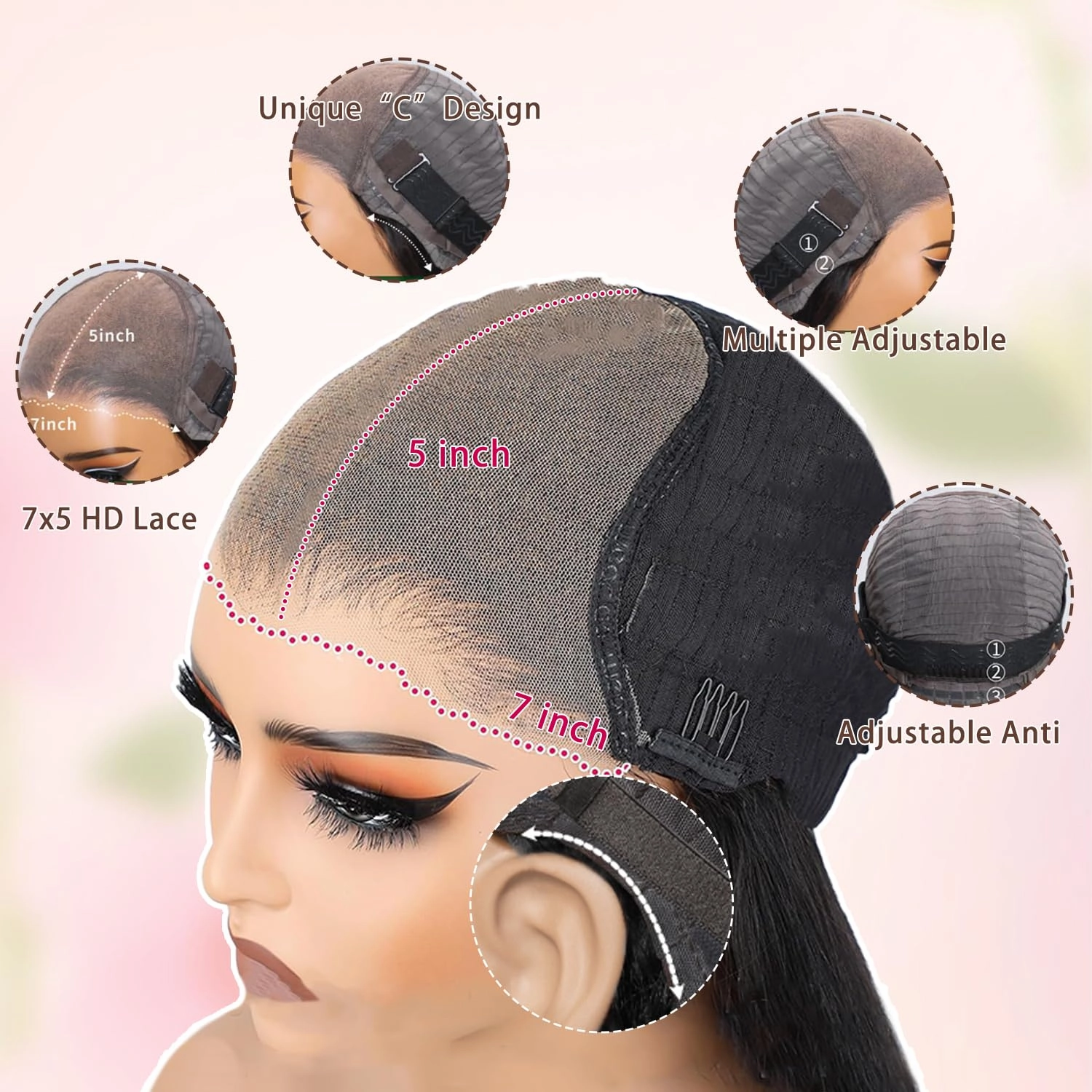 SFD 28 Inch Glueless Wigs Human Hair Pre Plucked Pre Cut 220% Density Deep Wave Lace Front Wigs Human Hair 7x5 Hd Lace Closure Wig Wear And Go Curly Wigs for Black Women (Black Loose Wave Wig)