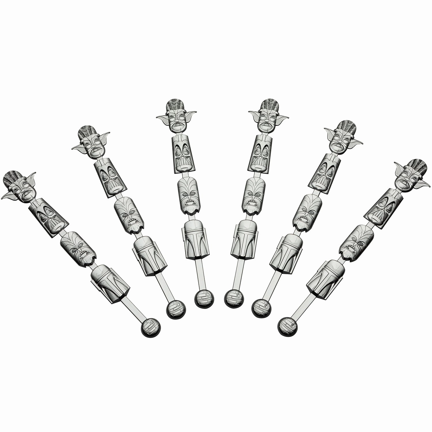 SHAG x Geeki Tikis® Swizzles 6-Pack (Silver)