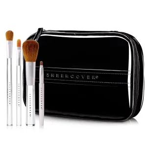 Sheer Cover Studio Ultimate Brush Kit Foundation, Lip, Concealer & Contour Brushes FREE Case 5 Pieces