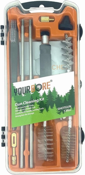 Shotgun Cleaning Kit Bronze Bore Brush Cotton Mop Spiral Spring Brush 12GA
