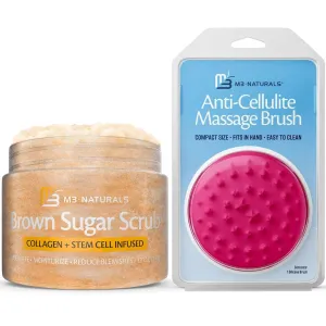 Silicone Massager Brush for Skin Toning and Firming & Brown Sugar Foot Hand and Body Scrub