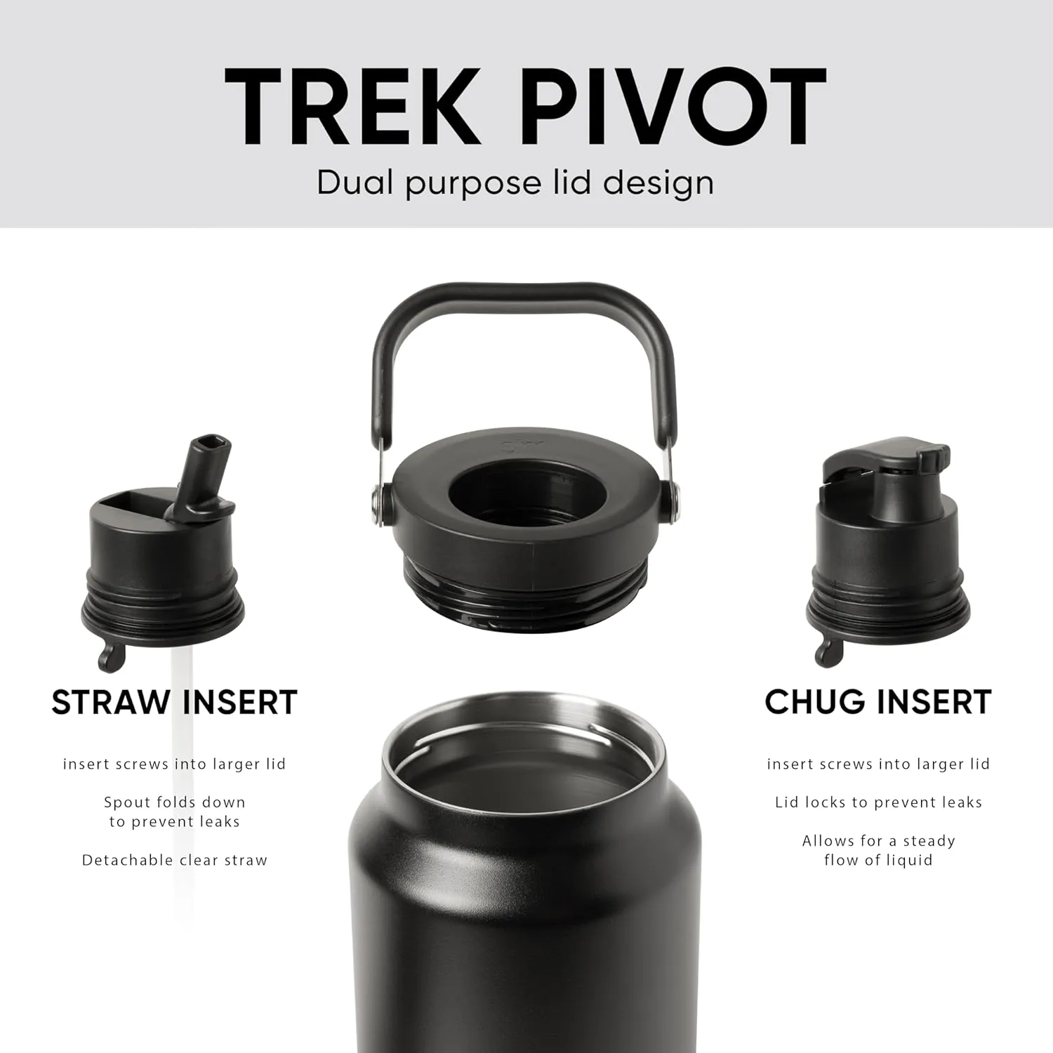 Simple Modern Trek Pivot | Half Gallon Water Bottle Jug with Handle & Boot | Interchangeable Straw & Chug Lids | Large Insulated Stainless Steel | Sports Camping Outdoors | 64oz, Blush