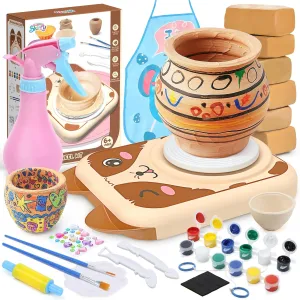 Skirfy Pottery Wheel for Kids Clay Sculpting Tools & Painting Kit,DIY Kits Clay Maker for Beginners with 6 Packs Clays,Easter Birthday Gift Toys for Boys,Art&Crafts Kits for Ages 8-12
