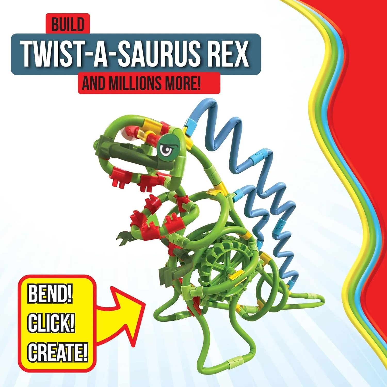 spaghetteez Twist-A-Saurus Rex – Flexible and Connectable Dinosaur Building Kit for Kids – Fun and Educational Toy – Develops Creativity, STEM Skills, and Fine Motor Abilities- Ideal for Age 5 