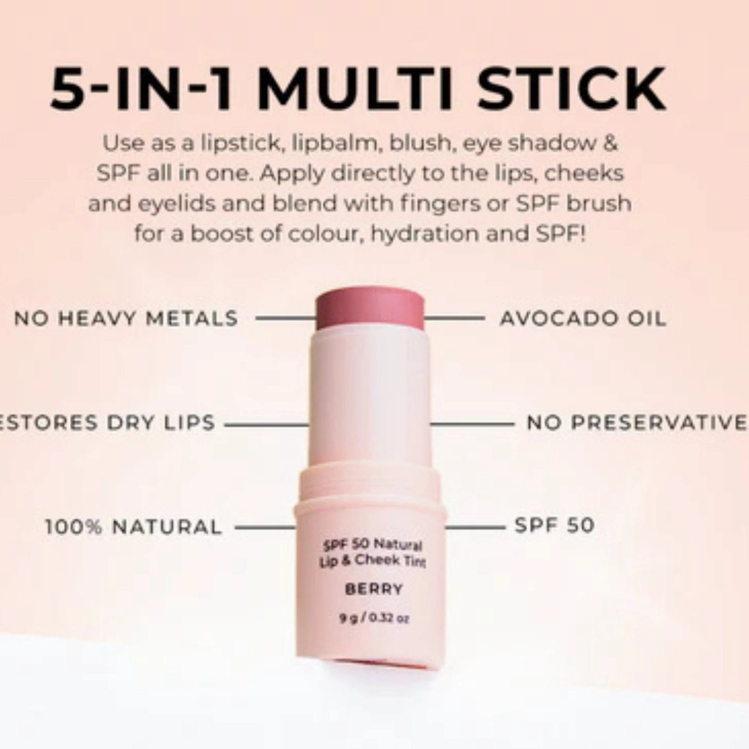SPF 50 Natural Lip & Cheek Tint - ROSE