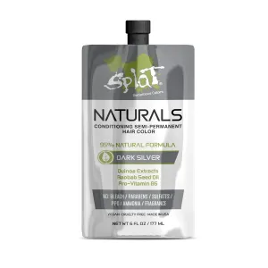 Splat Naturals Semi-Permanent Hair Color, Dark Silver, 6 fl. oz., 95% Natural Hair Dye Formula Lasts Up to 30 Washes, Vegan & Cruelty-Free
