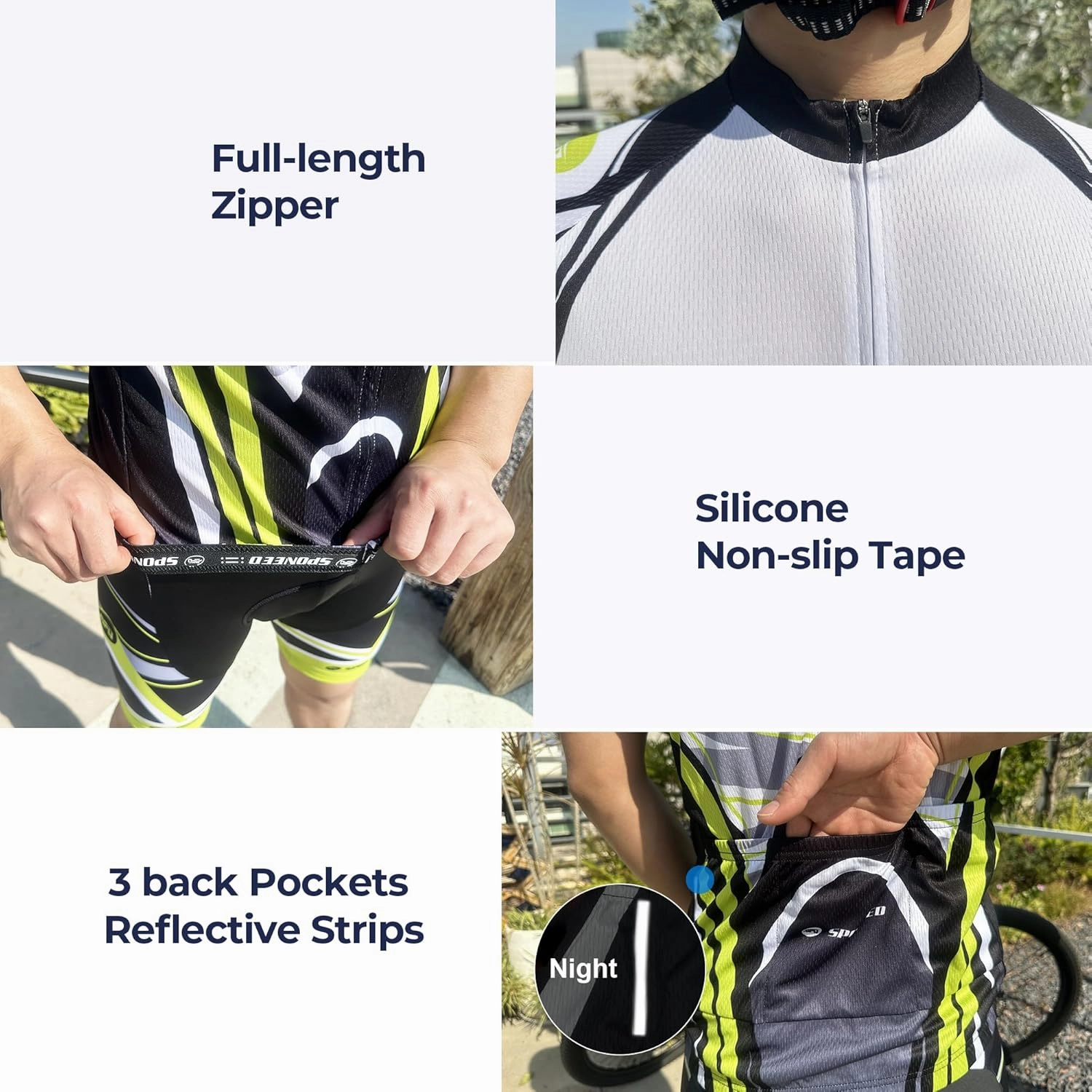 sponeed Bike Jersey and Compression Shorts sets Men's Biking Shirt with Pockets Ride Clothing Gear