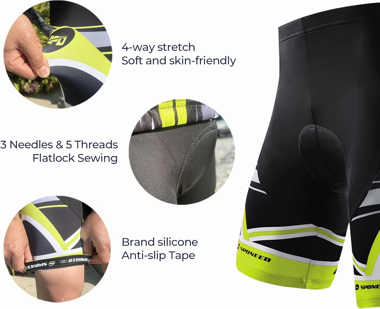 sponeed Bike Jersey and Compression Shorts sets Men's Biking Shirt with Pockets Ride Clothing Gear