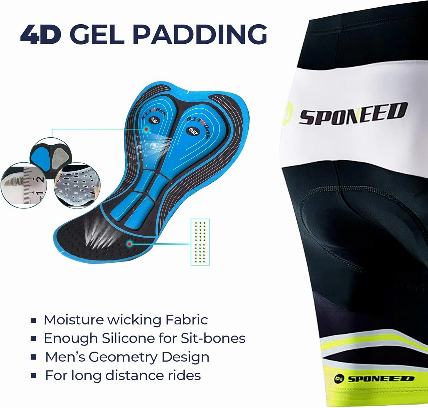 sponeed Bike Jersey and Compression Shorts sets Men's Biking Shirt with Pockets Ride Clothing Gear