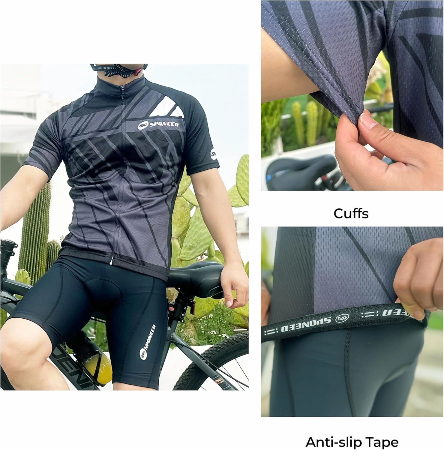 sponeed Men's Cycling Jerseys Tops Biking Shirts Short Sleeve Bike Clothing Full Zipper Bicycle Jacket with Pockets