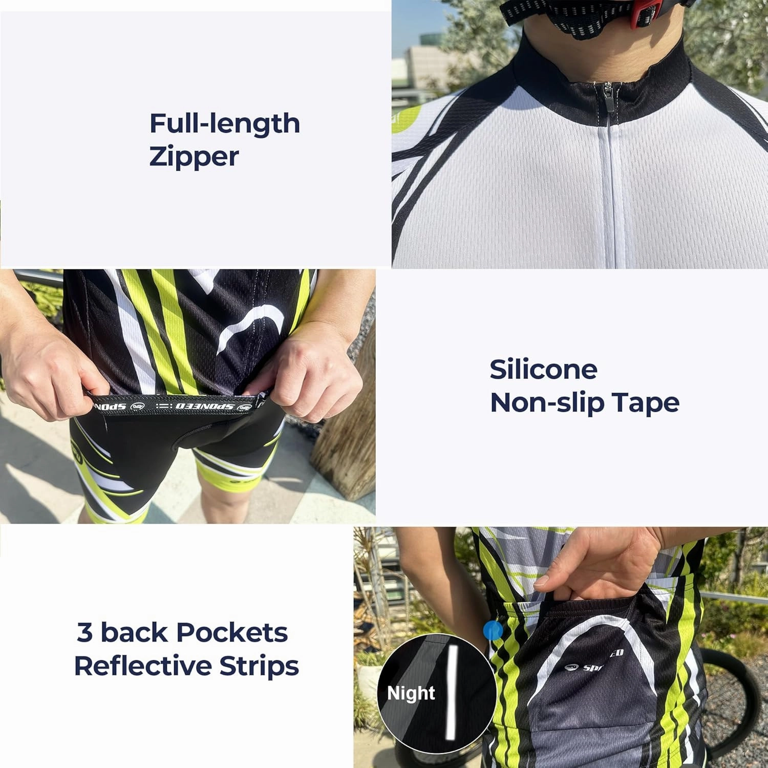 sponeed Men's Cycling Jerseys Tops Biking Shirts Short Sleeve Bike Clothing Full Zipper Bicycle Jacket with Pockets
