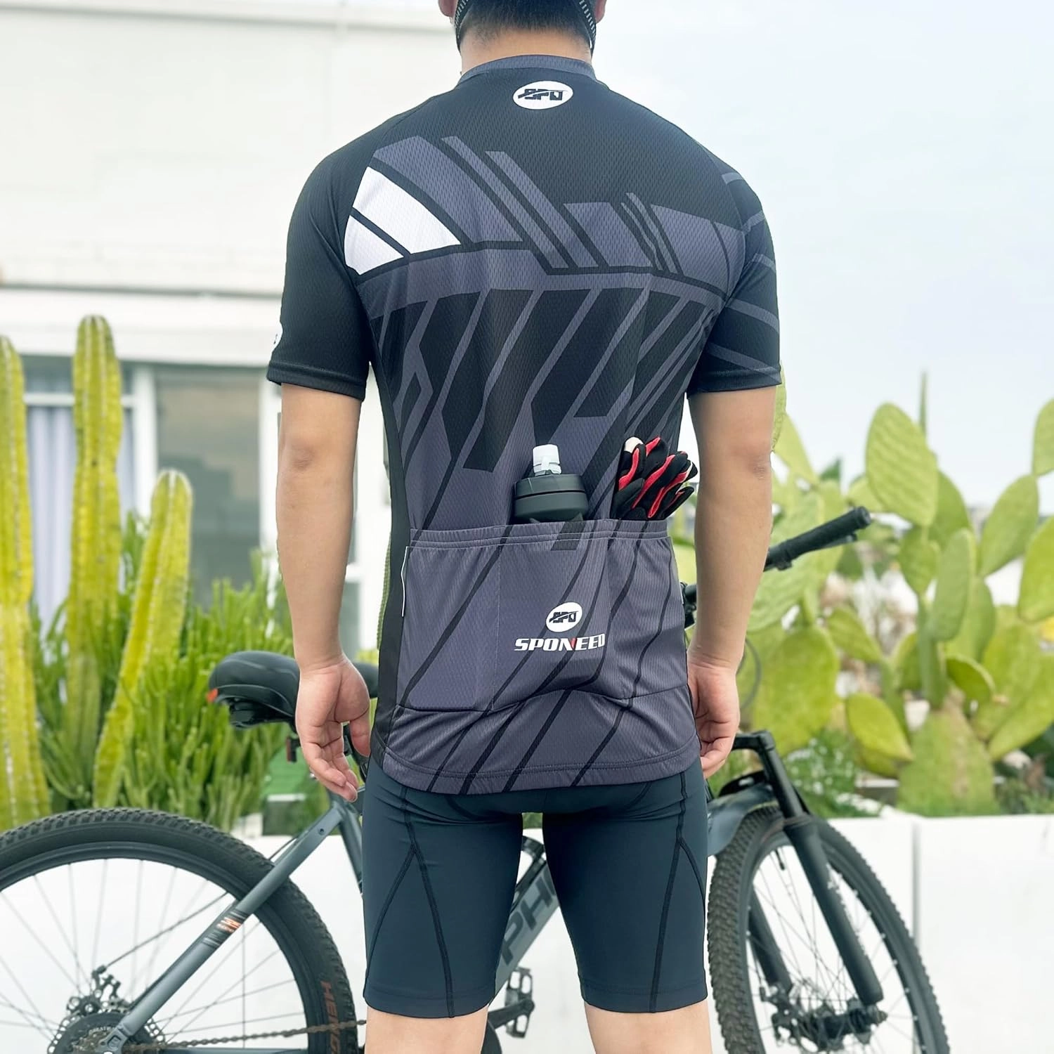 sponeed Men's Cycling Jerseys Tops Biking Shirts Short Sleeve Bike Clothing Full Zipper Bicycle Jacket with Pockets