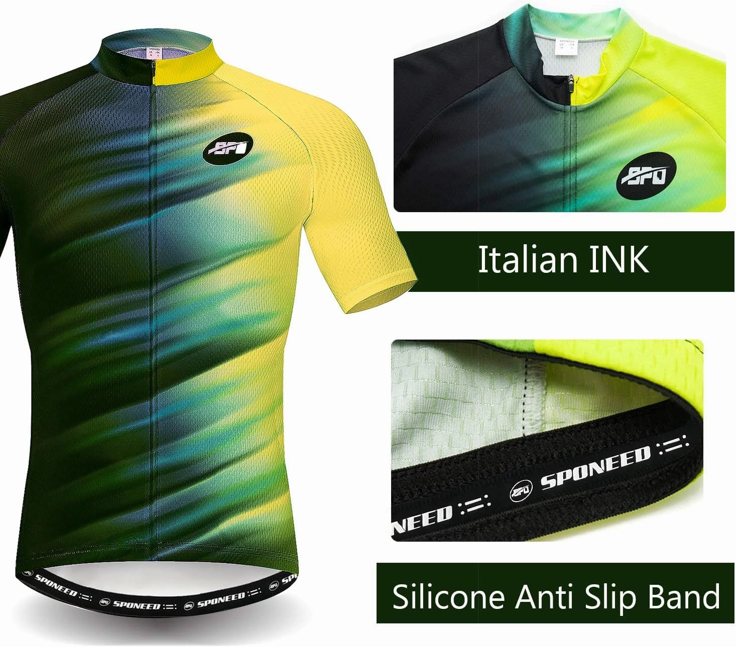 sponeed Men's Cycling Jerseys Tops Biking Shirts Short Sleeve Bike Clothing Full Zipper Bicycle Jacket with Pockets