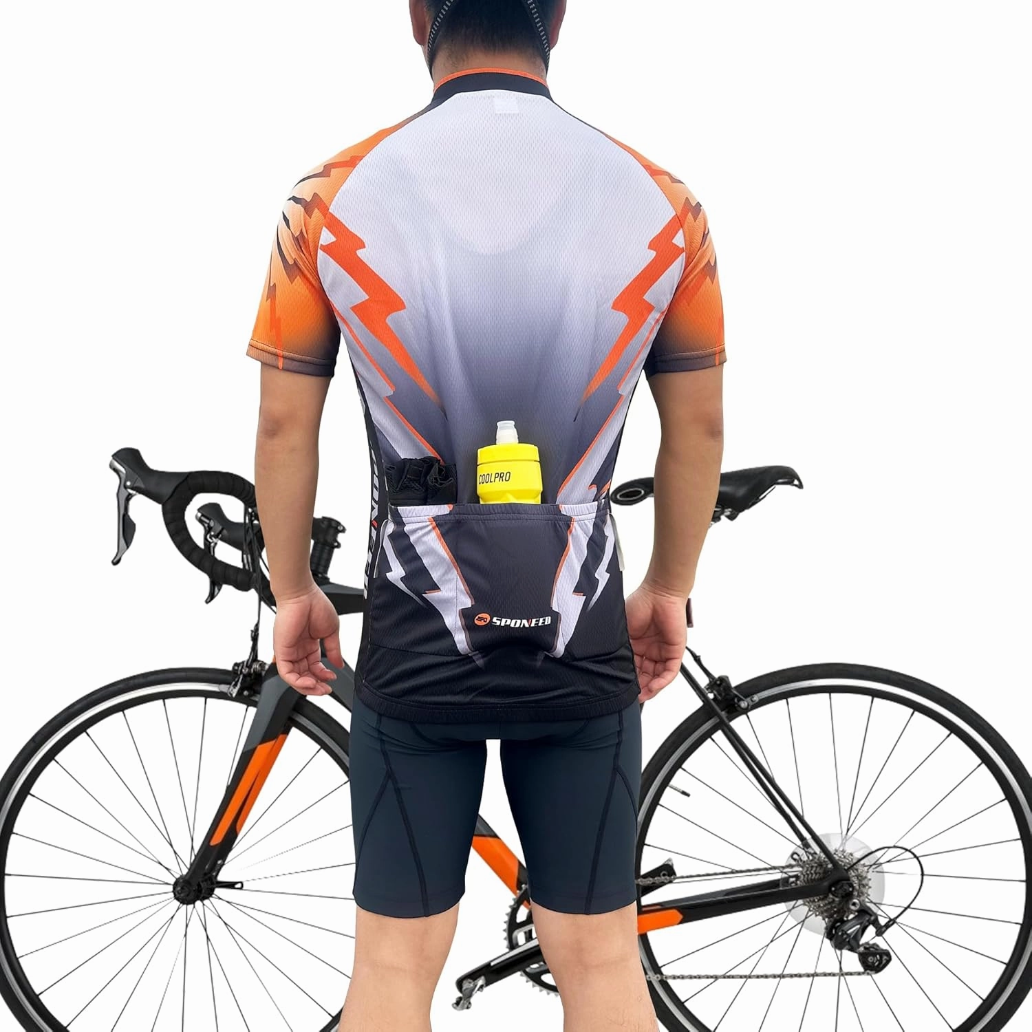 sponeed Men's Cycling Jerseys Tops Biking Shirts Short Sleeve Bike Clothing Full Zipper Bicycle Jacket with Pockets