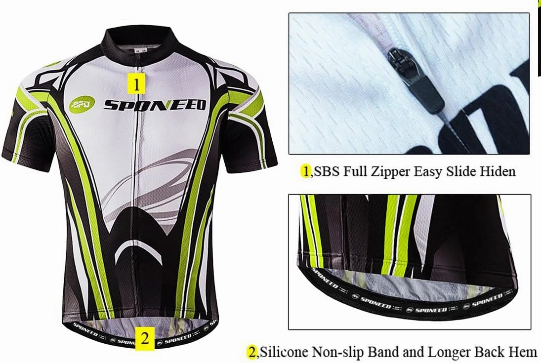 sponeed Men's Cycling Jerseys Tops Biking Shirts Short Sleeve Bike Clothing Full Zipper Bicycle Jacket with Pockets