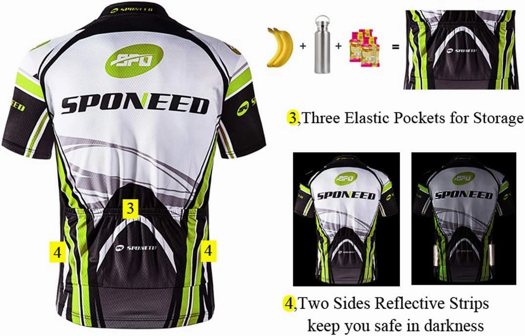 sponeed Men's Cycling Jerseys Tops Biking Shirts Short Sleeve Bike Clothing Full Zipper Bicycle Jacket with Pockets