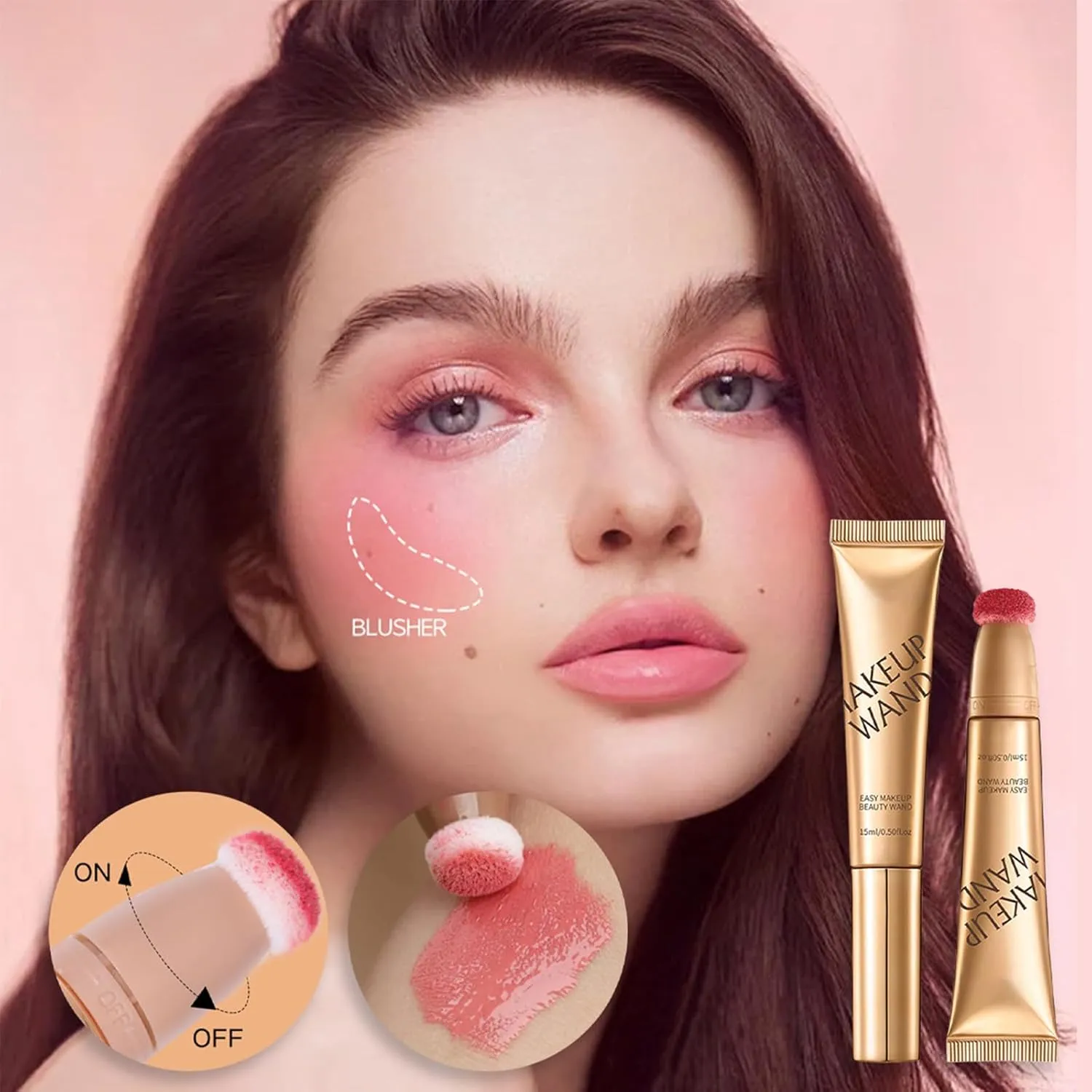 Summaryas Contour Wand & Blush Wand Duo - Blush, Liquid Blushs Wands for Women, Cream Contour Stick Makeup with Applicator (3pcs)