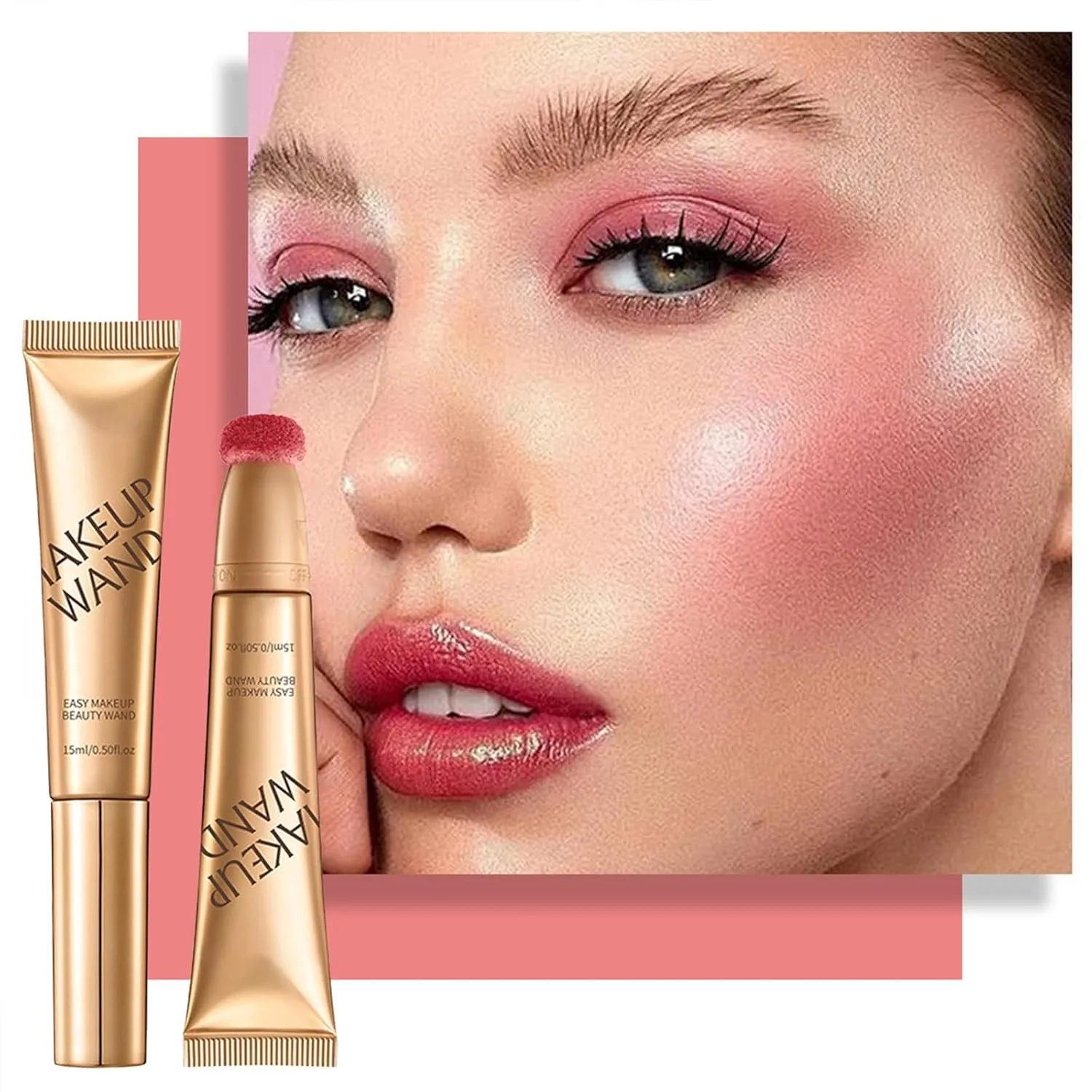 Summaryas Contour Wand & Blush Wand Duo - Blush, Liquid Blushs Wands for Women, Cream Contour Stick Makeup with Applicator (3pcs)