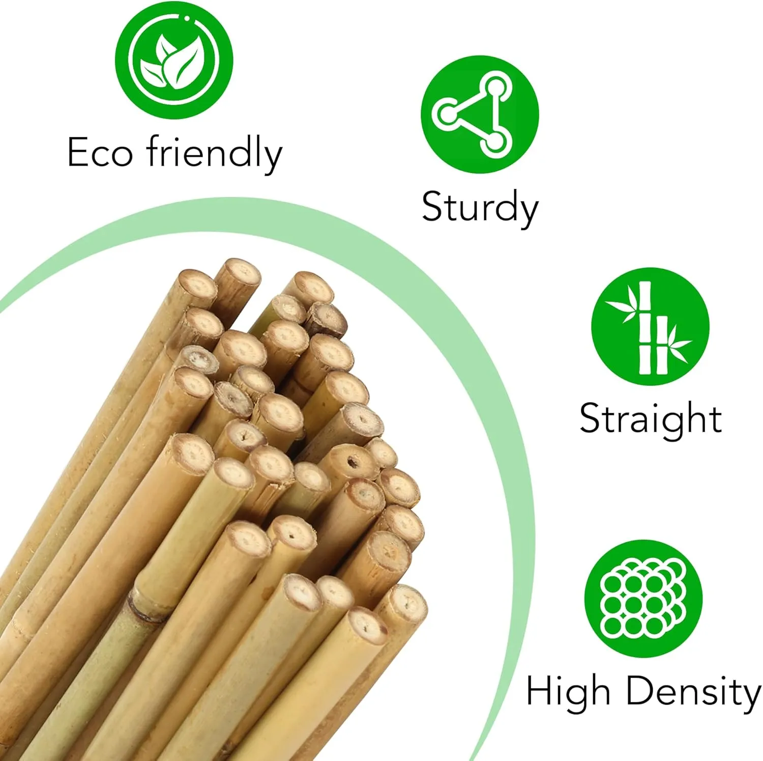 SWANGSA 40 Pack Bamboo Stakes for Plant 5 Feet(57.5inch), Bamboo Sticks Plant Support Garden Stakes Poles with 200pcs Twist Ties for Tomatoes, Beans, Potted Plants, Indoor and Outdoor Climbing Plants