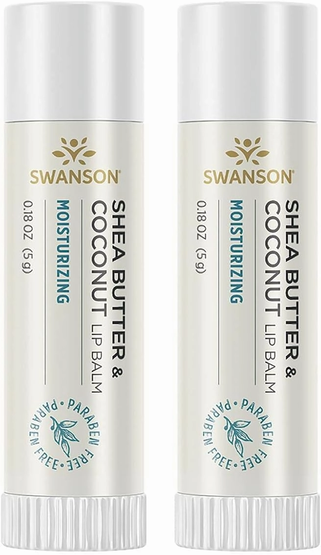 Swanson Shea Butter & Coconut Lip Balm 0.18 Ounce (5 g) Balm (2 Pack)