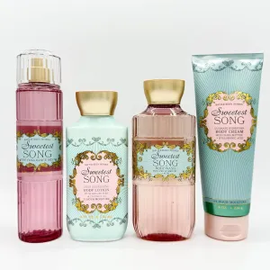 Sweetest Song 4-Piece Bath & Body Bundle | Fine Fragrance Mist, Daily Nourishing Body Lotion, Body Wash and Ultimate Hydration Body Cream