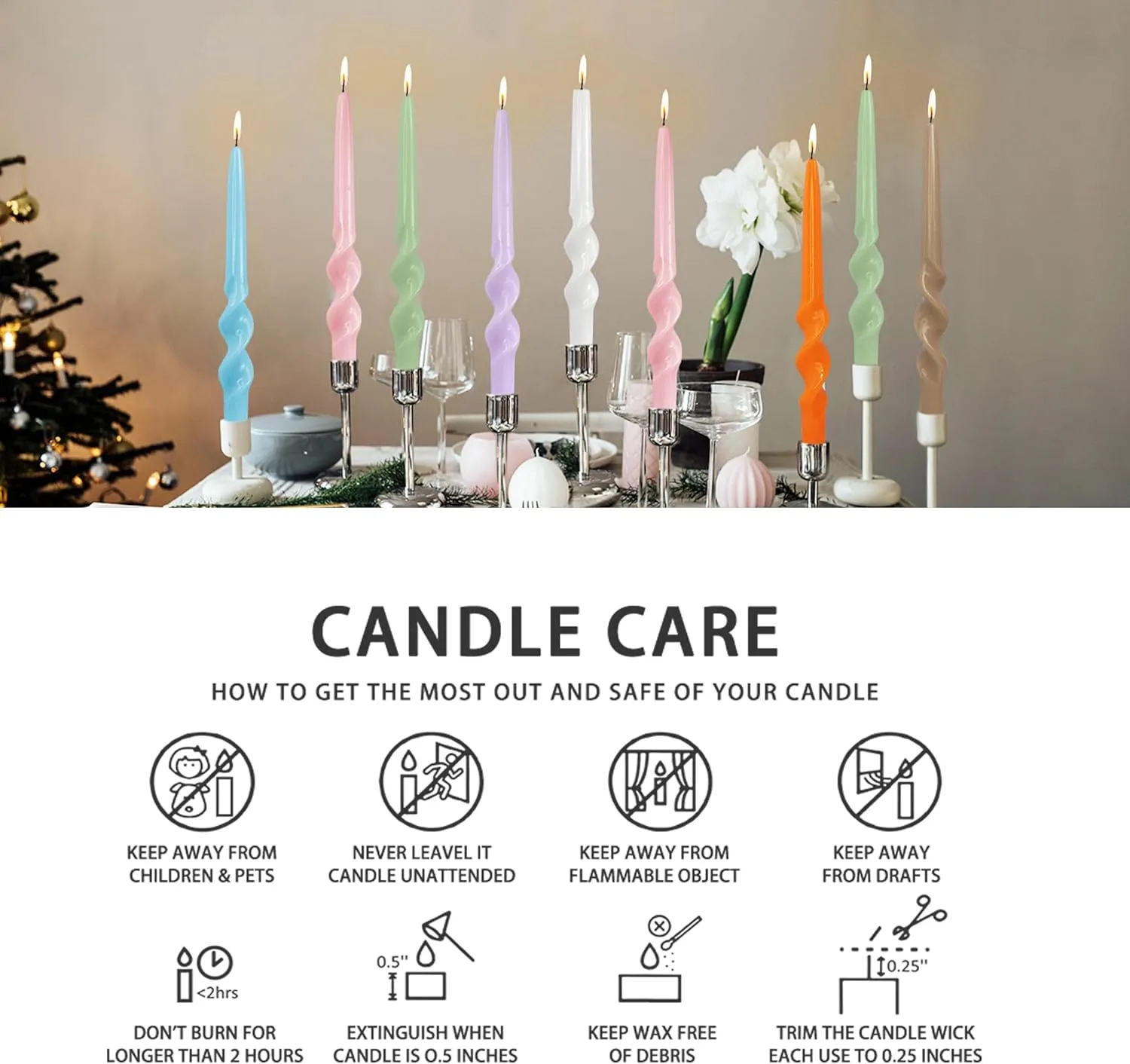 Swirl Tapered Candle Twisted Candlesticks,Set of 4 Green Candle Stick 9inches Spiral Taper Candles Long Twist Candle for Anthropologie Home Décor Dinner Women Gifts (3D4PC-GREEN)