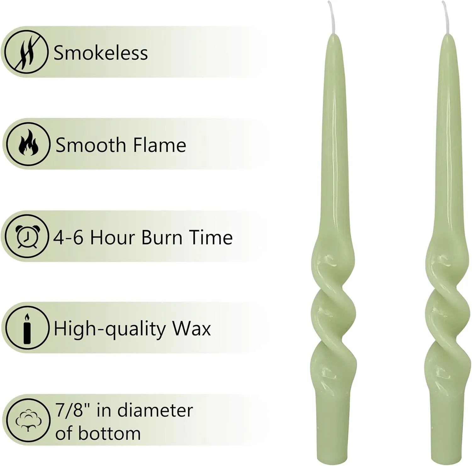 Swirl Tapered Candle Twisted Candlesticks,Set of 4 Green Candle Stick 9inches Spiral Taper Candles Long Twist Candle for Anthropologie Home Décor Dinner Women Gifts (3D4PC-GREEN)