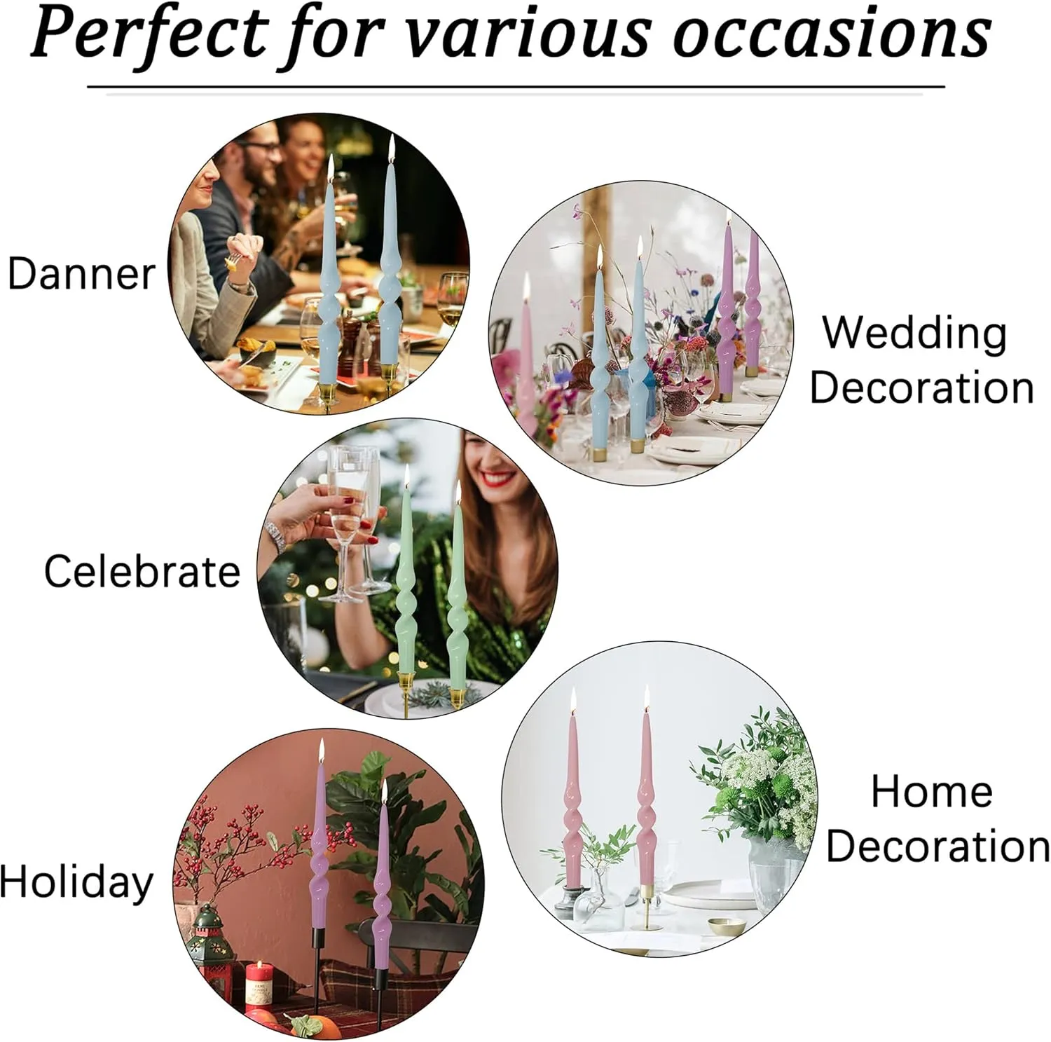 Swirl Tapered Candle Twisted Candlesticks,Set of 4 Green Candle Stick 9inches Spiral Taper Candles Long Twist Candle for Anthropologie Home Décor Dinner Women Gifts (3D4PC-GREEN)