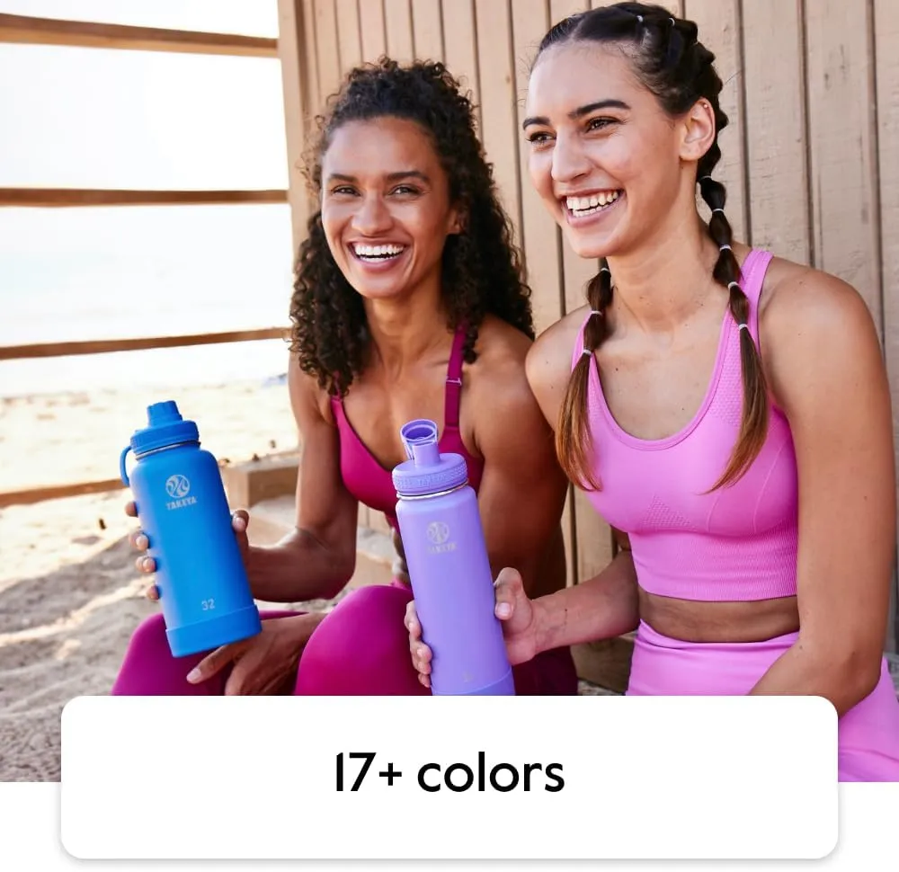 Takeya Actives Water Bottle with Straw Lid - Durable & Easy-Care Water Bottle with Stainless Steel Insulation - BPA-Free Lid with Carry Handle & Straw - Dishwasher-Safe - 18 oz, Blush