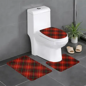 Tartan-Red-Green-Gold-and-Black-Color-Plaid-Flannel-Shirt-S-Trend 3-Piece Set of Flannel Bath Mats, Highly Absorbent Toilet Seat, and Soft Plush Bathtub Mat Floor Measuring 24 X 16 Inches.