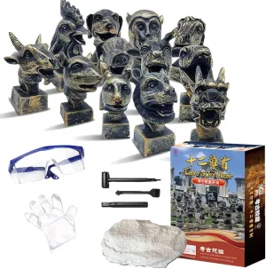 The 12 Chinese Zodiacs Dig Kit Science Education Archaeology Mystery Fossil Dig Kit Blind Box STEM Easter Basket Stuffers Dig Kits for Kids Age 6-8 8-12 Toys for Boys and Girls A Birthday Present
