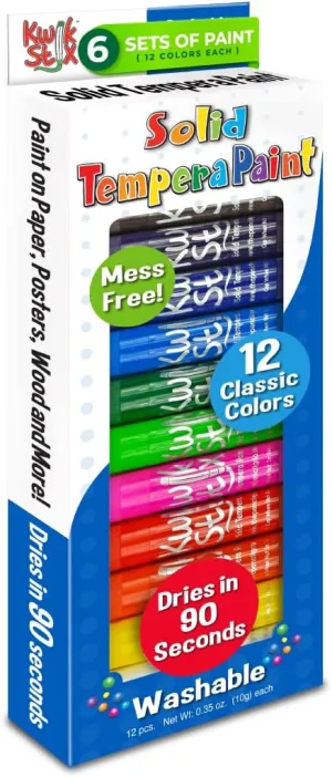 The Pencil Grip Kwik Stix Solid Paint Pens, Tempera Paint Pens, Quick Drying TPG-602 12 colors (Six Pack)
