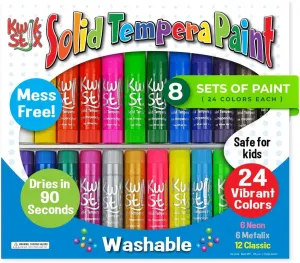 The Pencil Grip Kwik Stix Solid Paint Pens, Tempera Paint Pens, Quick Drying TPG-604 24 colors (Eight Pack)
