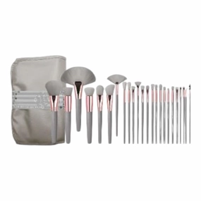 Time To Spring 24-Piece Makeup Brush Set - Pastel-Inspired Design, Soft Synthetic Bristles, Face and Eye Brushes with Travel-Friendly Roll-Up Pouch - Ideal for All Levels & Gift Giving