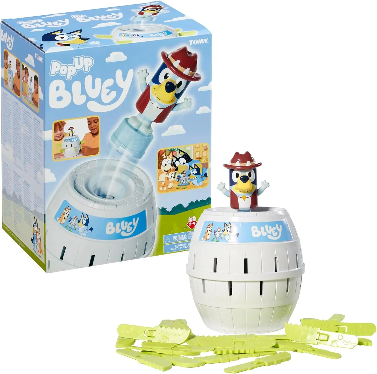 TOMY Games Pop Up Bluey Kids Game - Preschool Games and Bluey Toys for Family Game Night - Classic Board Games - Kids Toys for 2-4 Players - Ages 4 Years and Up