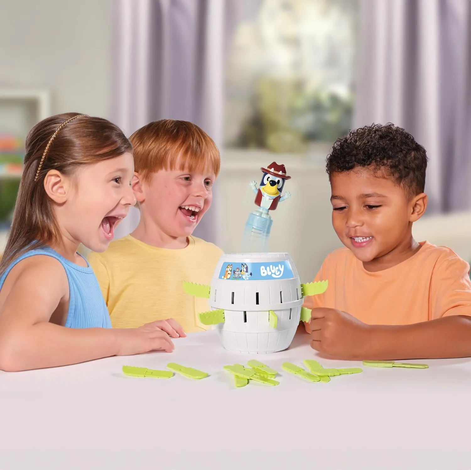 TOMY Games Pop Up Bluey Kids Game - Preschool Games and Bluey Toys for Family Game Night - Classic Board Games - Kids Toys for 2-4 Players - Ages 4 Years and Up