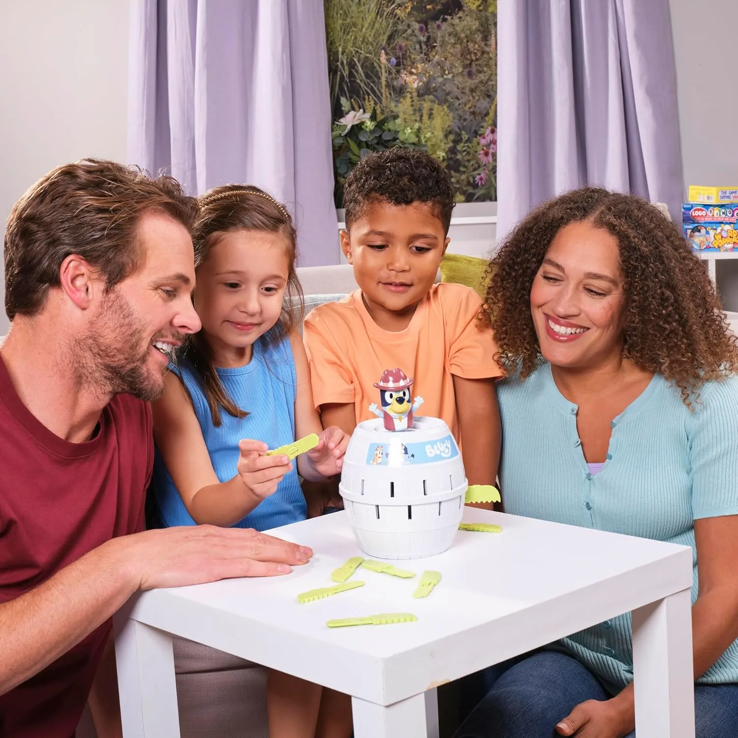 TOMY Games Pop Up Bluey Kids Game - Preschool Games and Bluey Toys for Family Game Night - Classic Board Games - Kids Toys for 2-4 Players - Ages 4 Years and Up