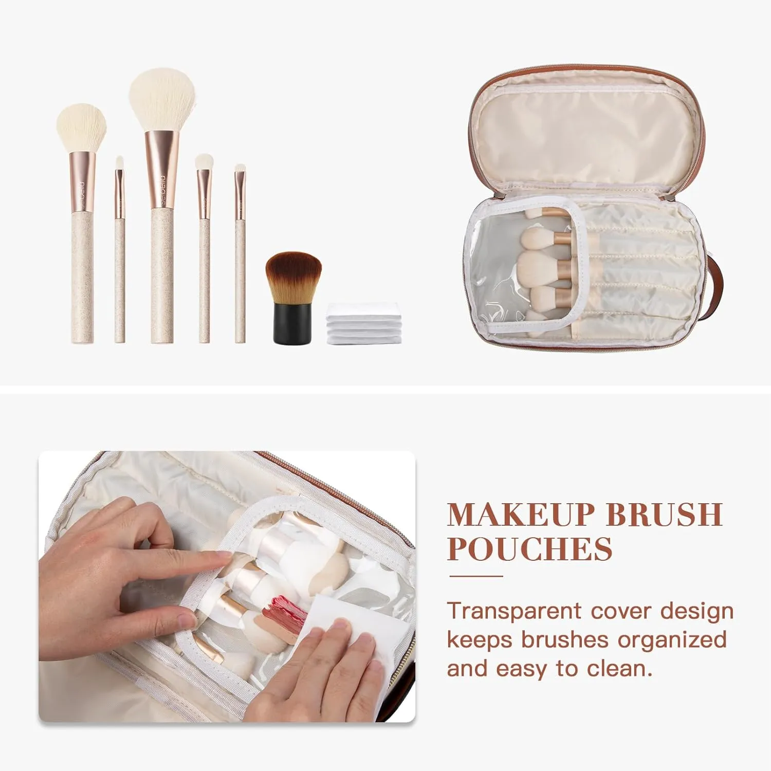 Travel Cosmetic Toiletry Makeup Bag - Multifunctional Essentials Organizador,Water Resistant Accessories for Women & Girls,Portable Toiletries kits,Beige Withe
