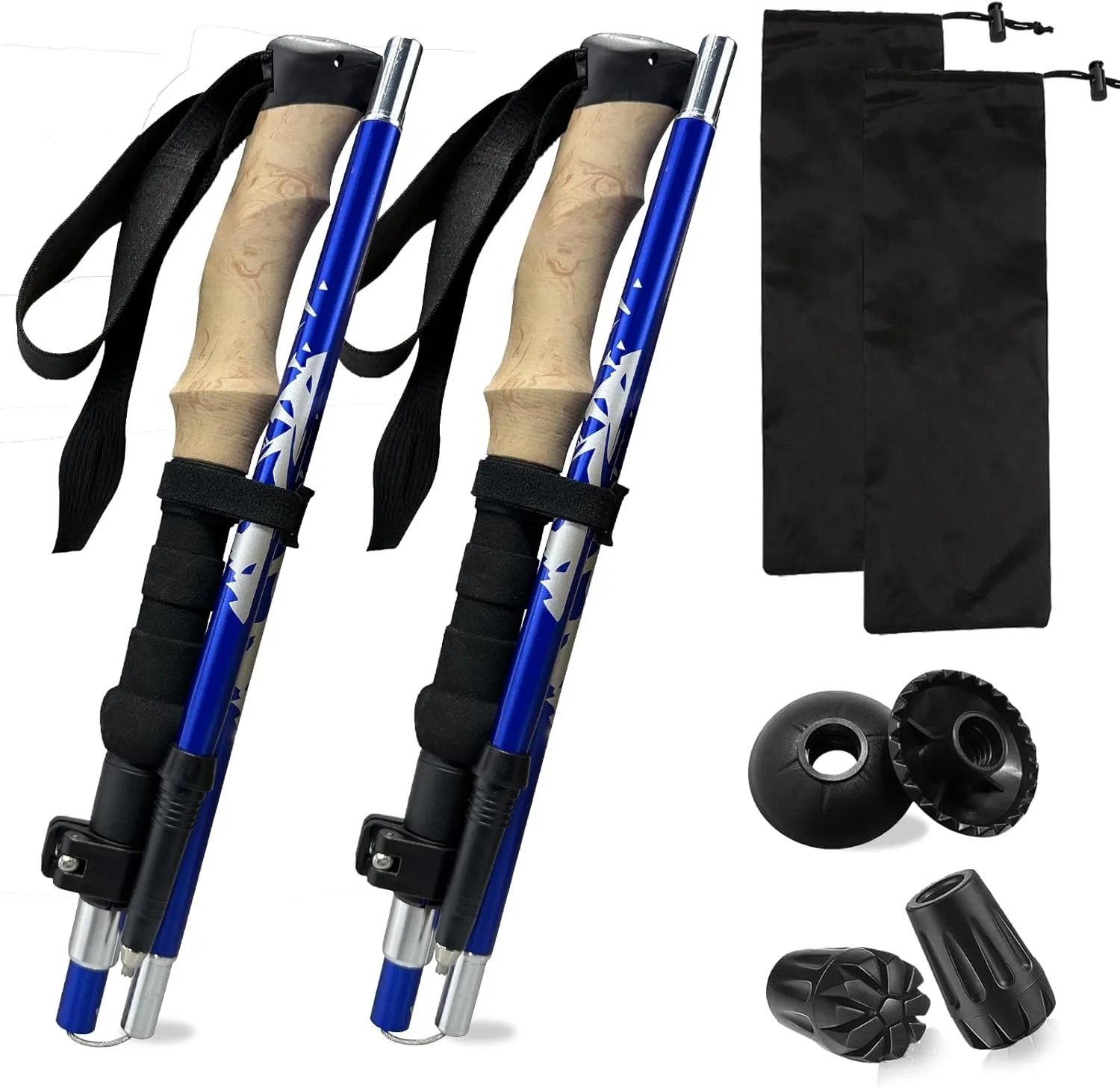 Trekking Poles-2PC Collapsible Lightweight Hiking Sticks, 7075 Aluminum Walking Poles for Backpacking Gear，Women Men, Hiking, Camping, Climbing (Blue)